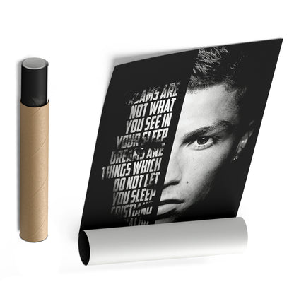 Cristiano Ronaldo Motivational Quote Canvas Wall Art Decor - Soccer Superstar Art