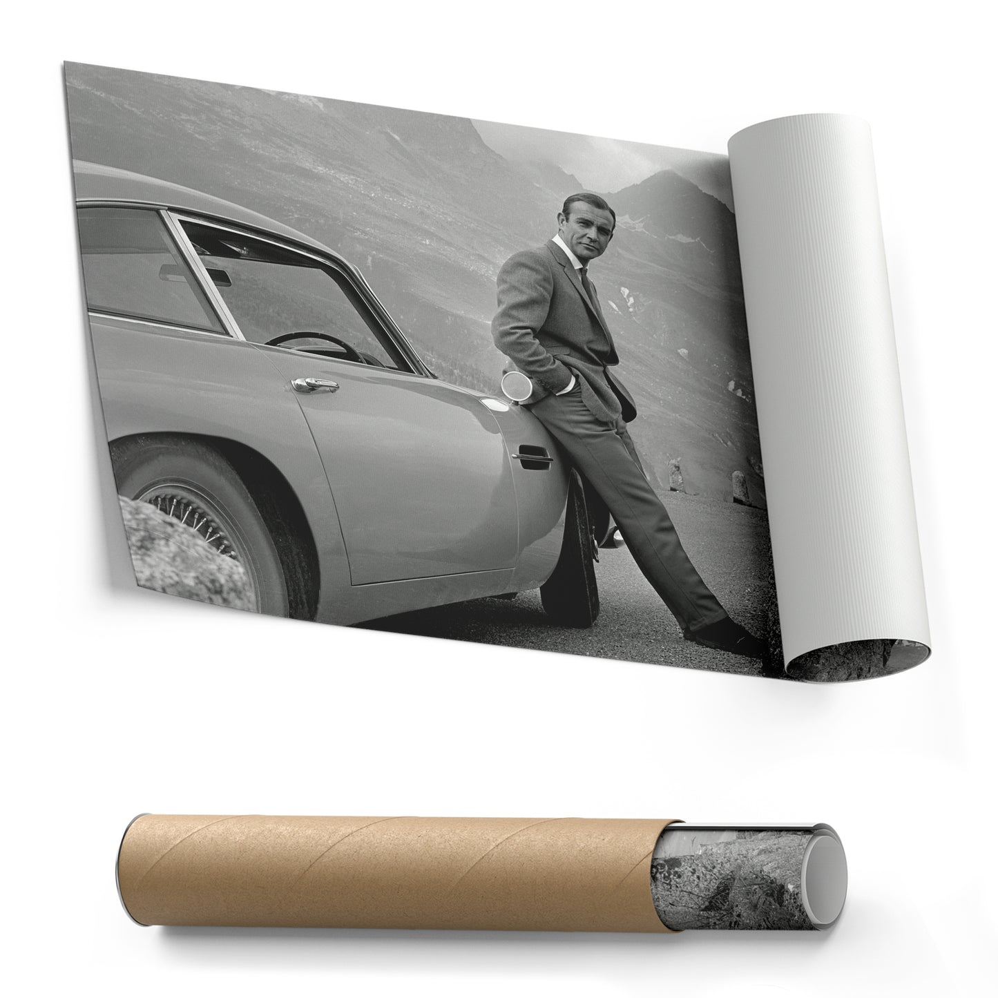 Sean Connery James Bond Aston Martin DB5 Canvas Art - Movie Wall Decor