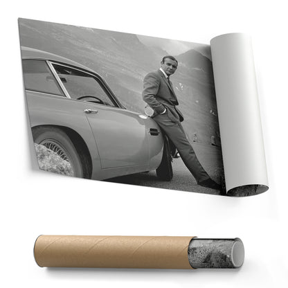 Sean Connery James Bond Aston Martin DB5 Canvas Art - Movie Wall Decor