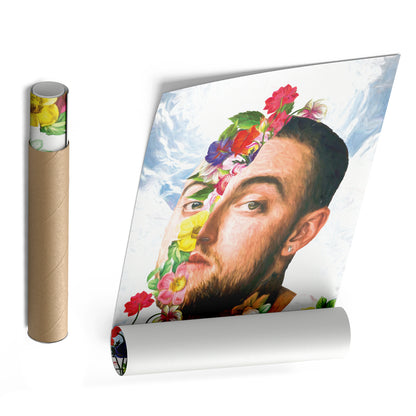 Mac Miller Floral Face Canvas Poster – Wall Art Framed Decor