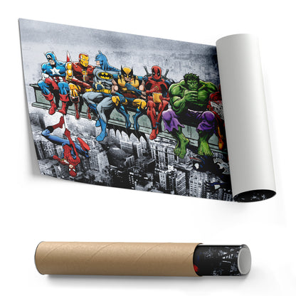 Superheroes Lunch atop a Skyscraper - Canvas Wall Art Decor