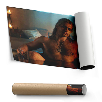 Henry Cavill Geralt Bathtub Canvas Wall Art – Witcher TV Series Decor