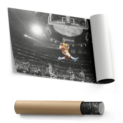 LeBron James Dunk Basketball Canvas Wall Art – NBA King in Action