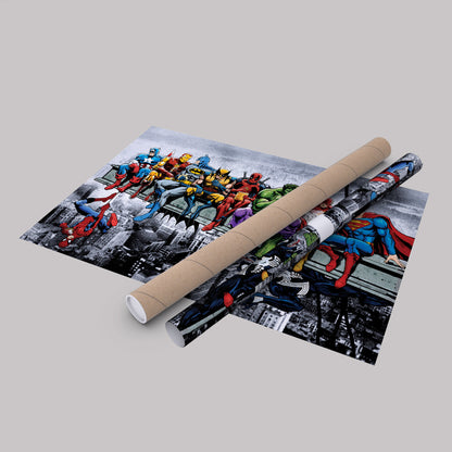 Superheroes Lunch atop a Skyscraper - Canvas Wall Art Decor