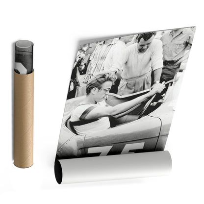 James Dean Car Retro Canvas Wall Art – Hollywood Movie Icon Decor