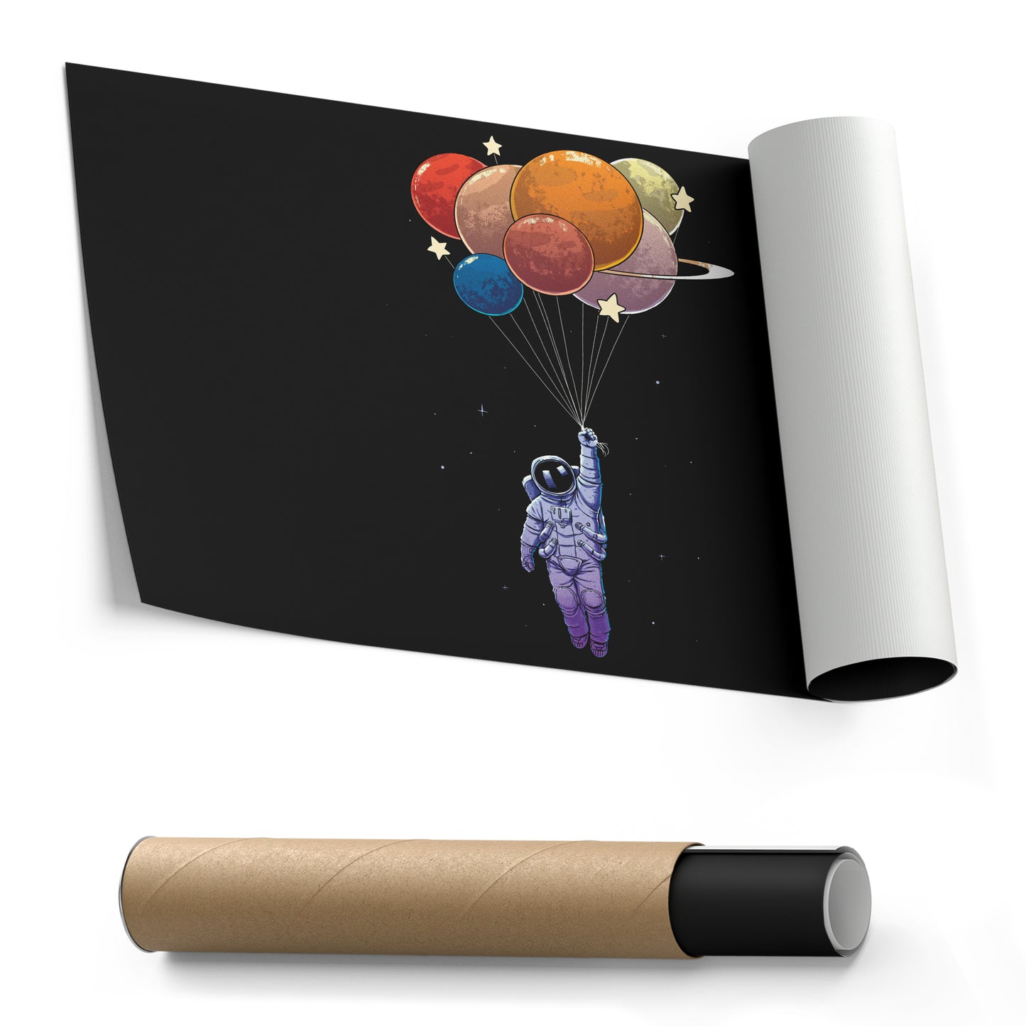 Astronaut Holding Colorful Balloons - Canvas Wall Art Decor