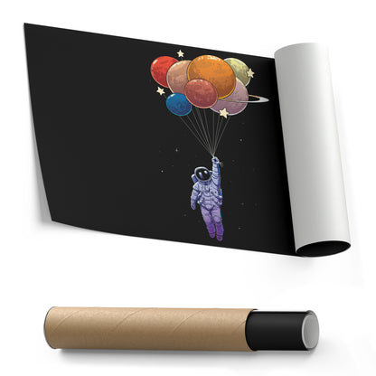 Astronaut Holding Colorful Balloons - Canvas Wall Art Decor
