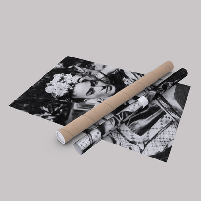 Frida Kahlo Black and White Canvas Wall Art – Iconic Art Print
