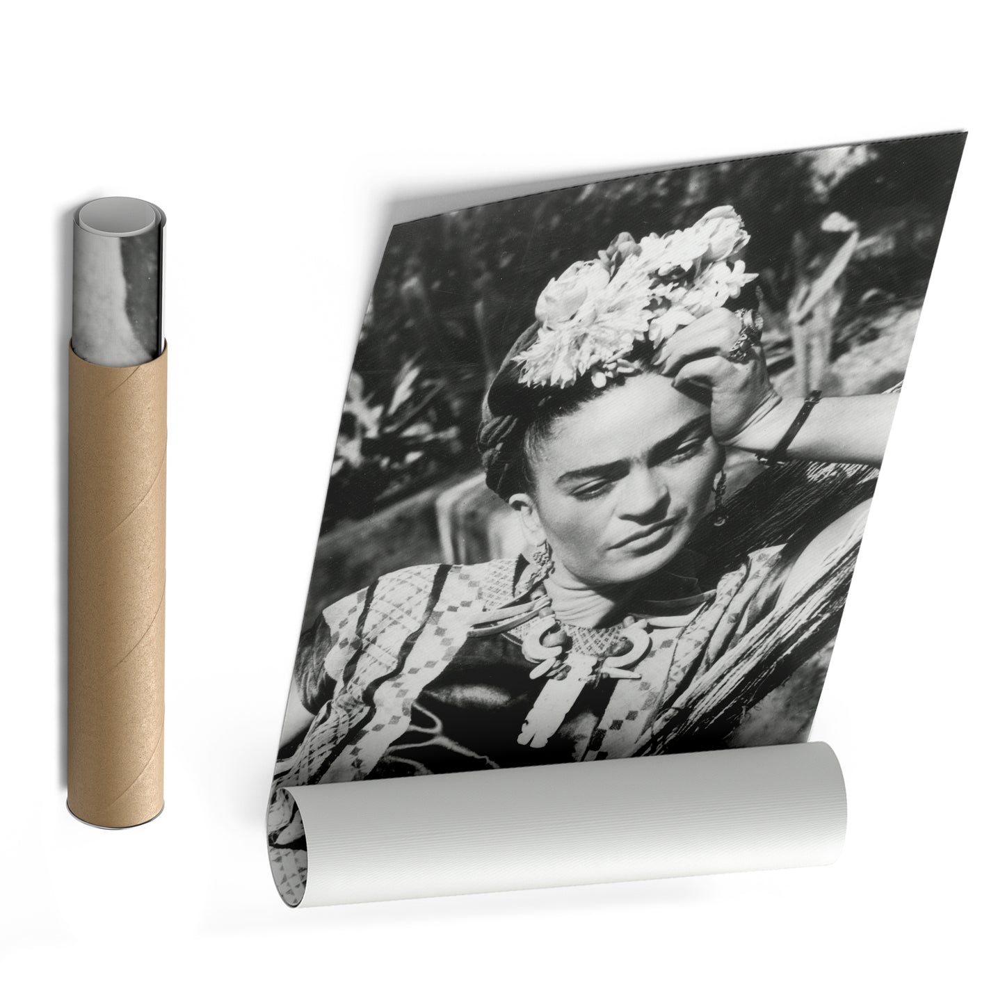 Frida Kahlo Black and White Canvas Wall Art – Iconic Art Print