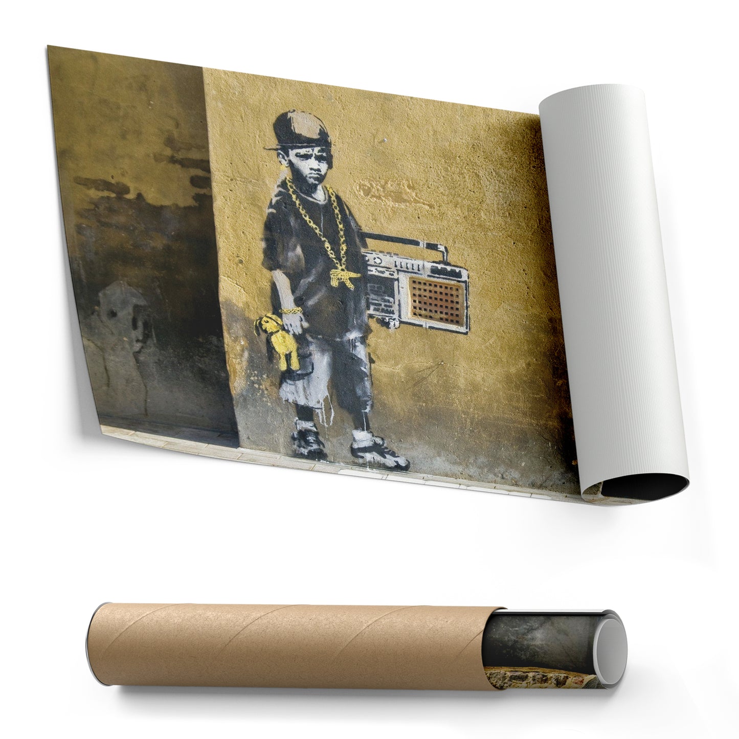 Banksy 'Children with Stereo' Canvas Print - Framed Wall