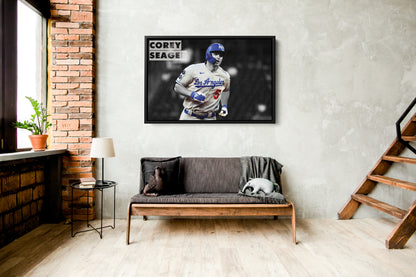 Corey Seager Poster Los Angeles Dodgers MVP Baseball Canvas Wall Art Home Decor Framed Art
