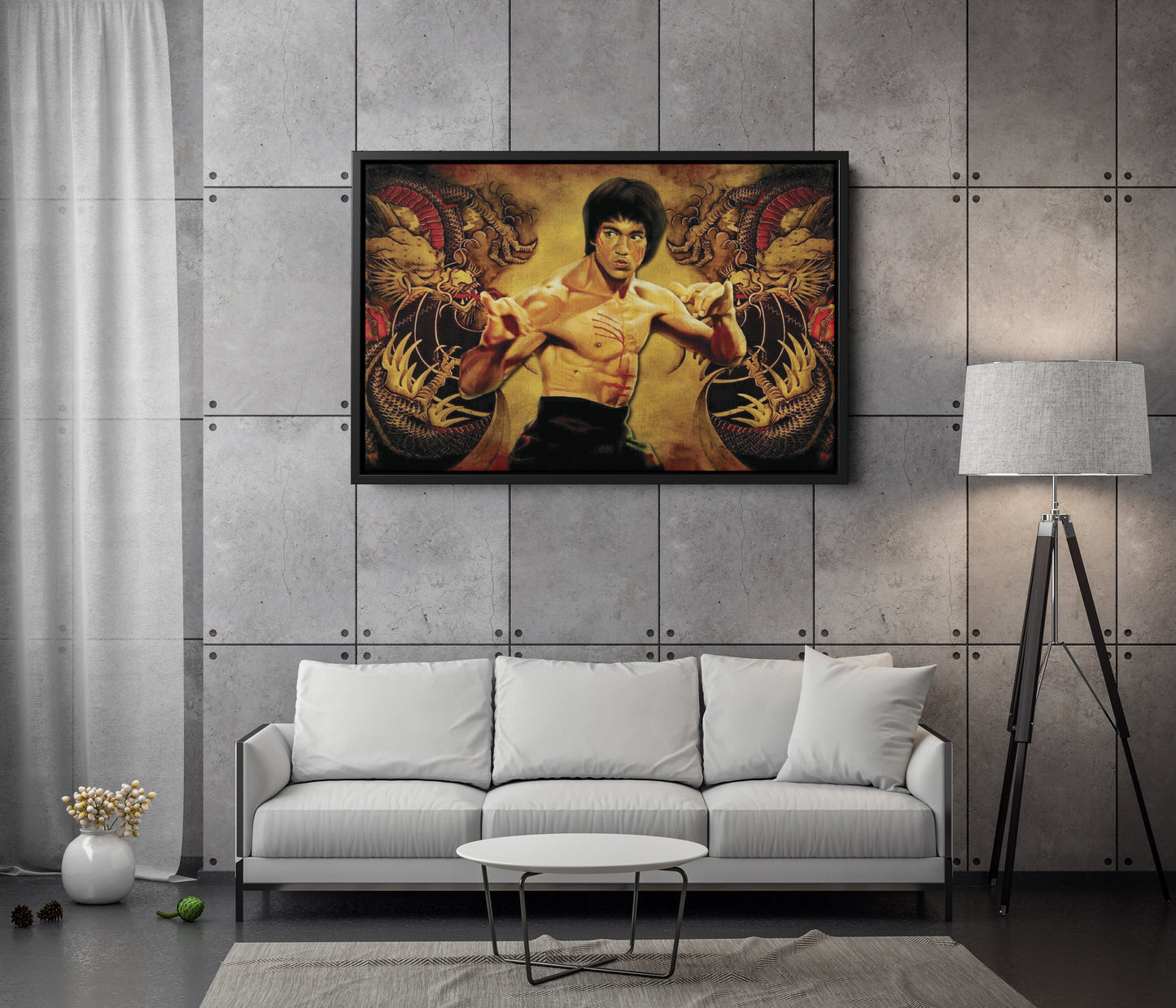 Bruce Lee Poster Martial Art Dragons Wall Art Home Decor Hand Made Canvas Print