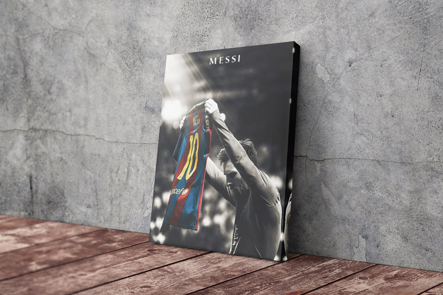 Lionel Messi Iconic Celebration Poster Barcelona Canvas Wall Art Home Decor Framed Art