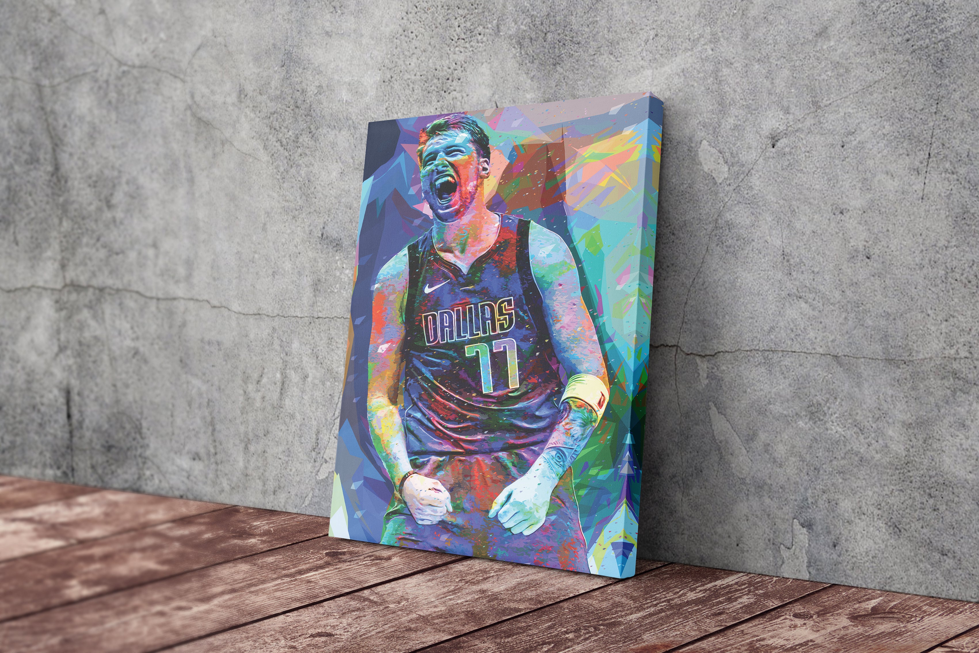 Luka Doncic Art Poster Dallas Mavericks Basketball Hand Made Posters Canvas  Print Kids Wall Art Man Cave Gift Home Decor