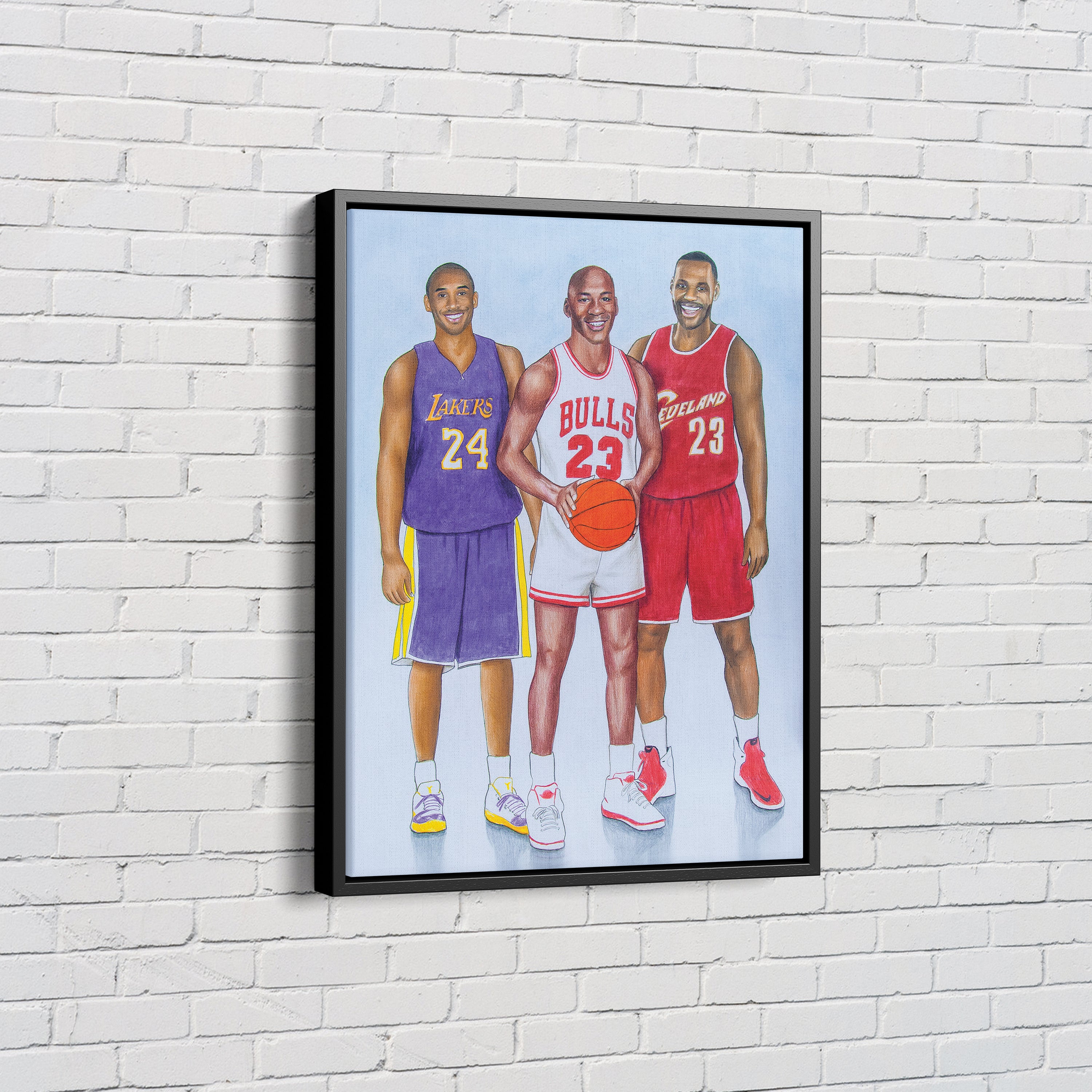 Jordan LeBron Kobe Poster Pencil Drawing Canvas Poster Wall Art Print –  Fenin