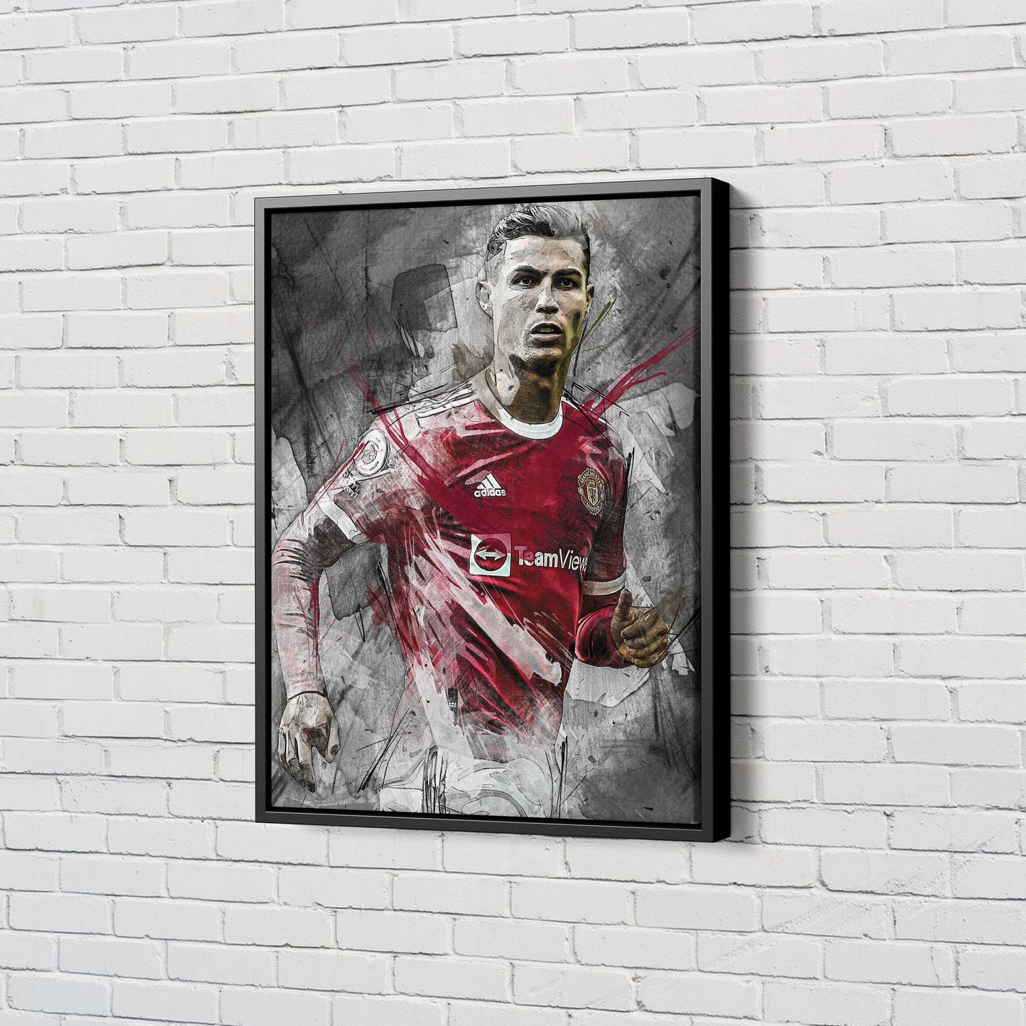 Cristiano Ronaldo Splash Art Poster Manchester United Canvas Poster Wall Art Print Home Decor Framed Art