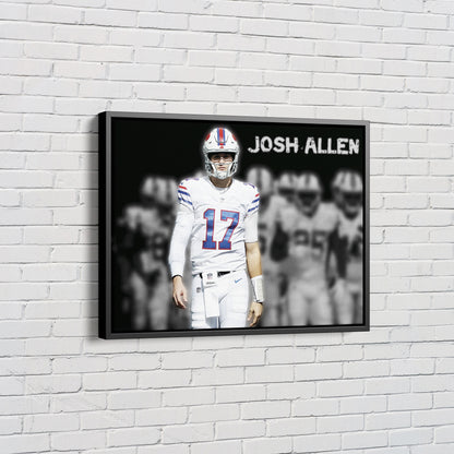 Josh Allen Highlighted Poster Buffalo Bills Canvas Wall Art Home Decor Framed Art