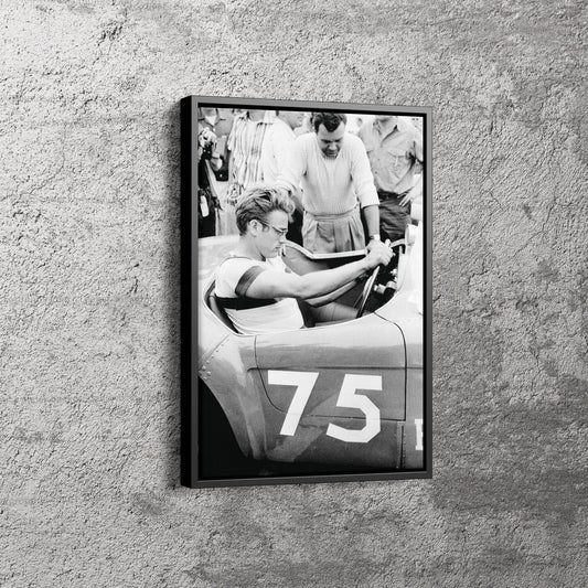 James Dean Car Retro Poster Movie Icon Canvas Wall Art Home Decor Framed Art