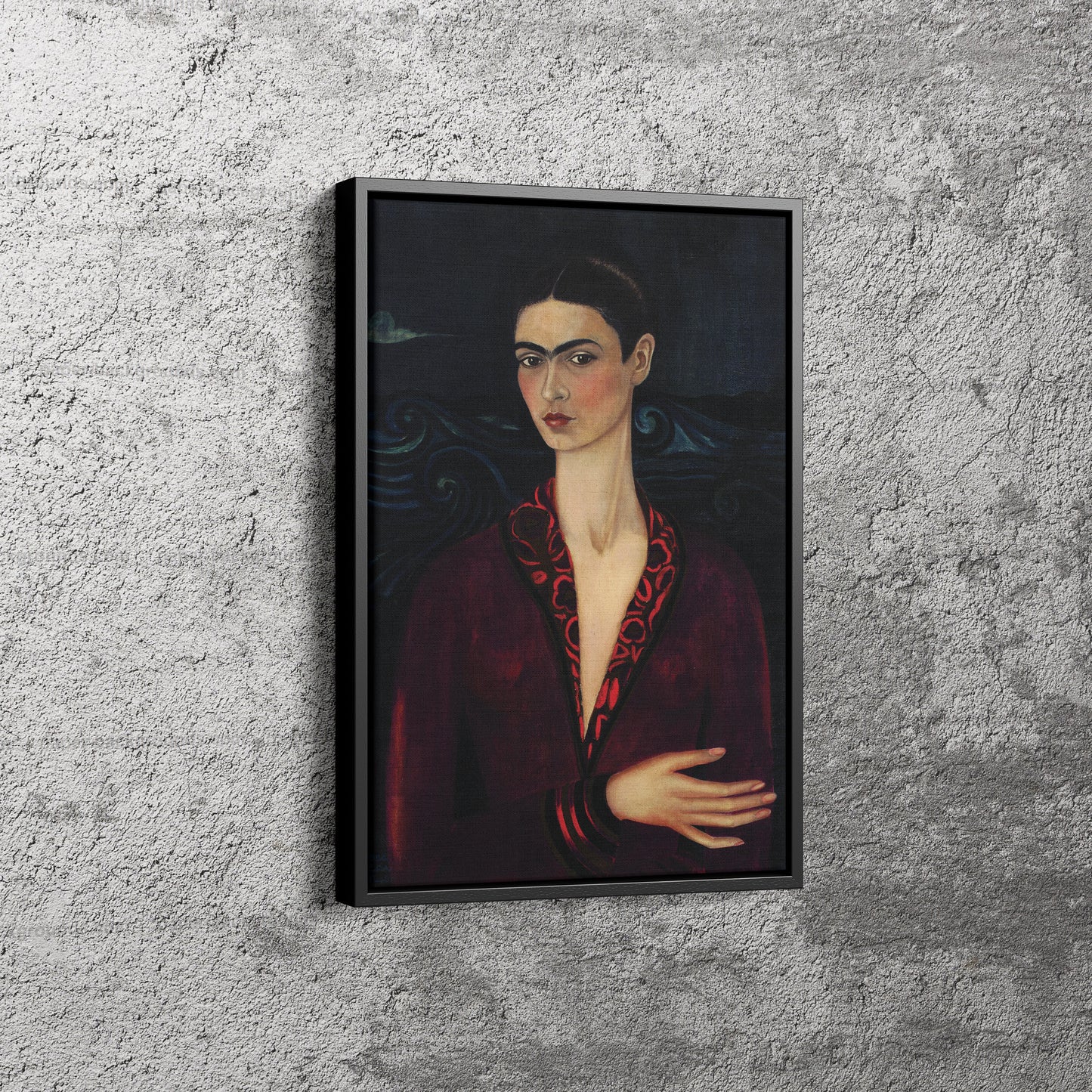 Frida Kahlo Poster with Red Dress Canvas Wall Art Home Decor Framed Art