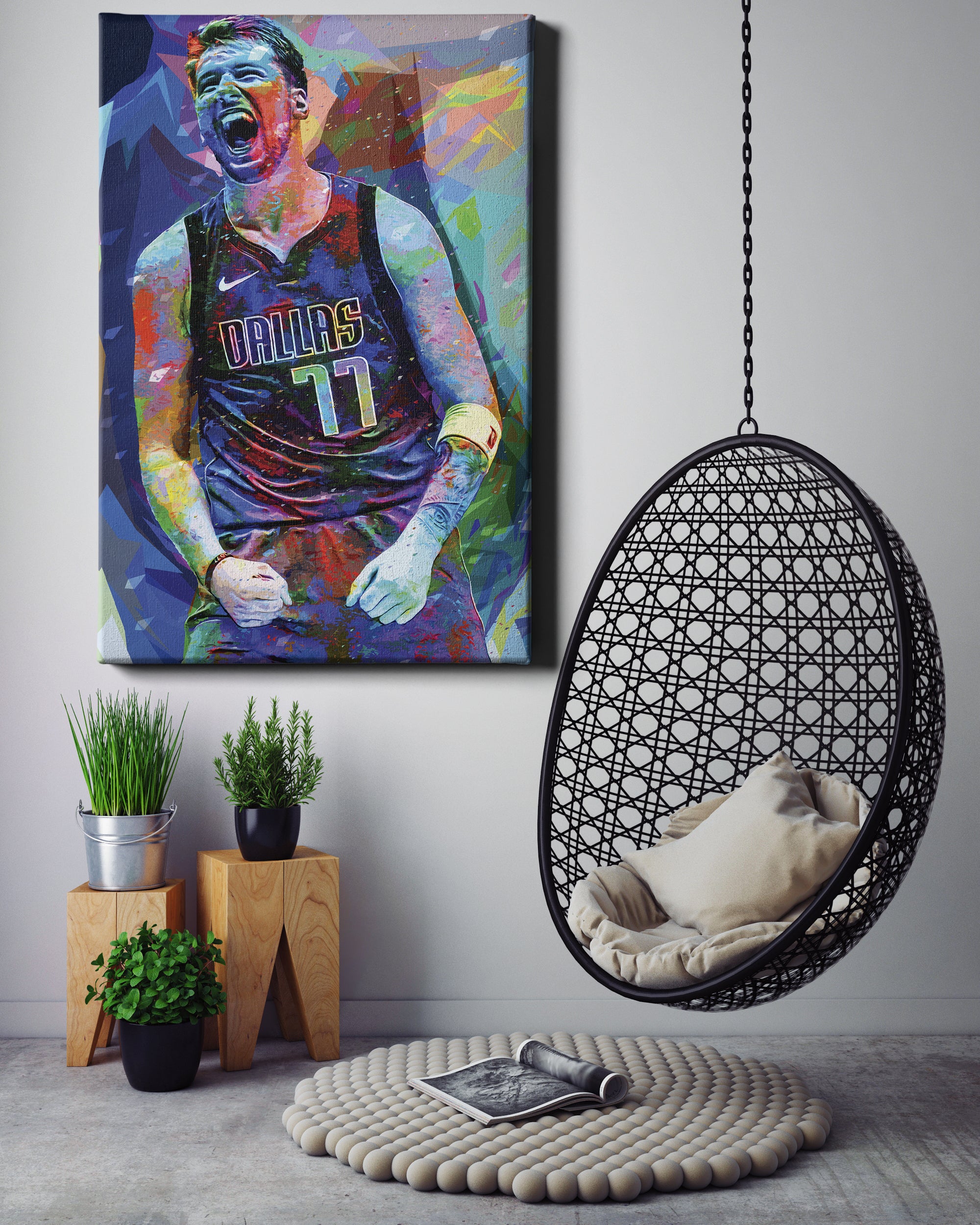 MasonArts Luka Doncic 36inch x 24inch Silk Poster Dunk And Shot Wallpaper  Wall Decor Silk Prints for Home and Store