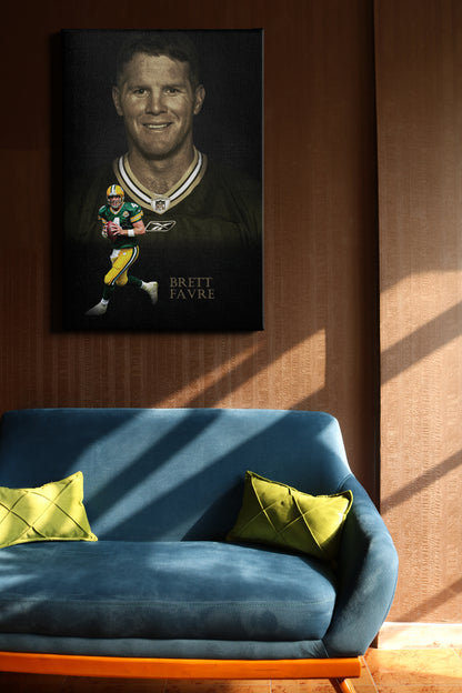 Brett Favre Poster Green Bay Packers NFL Legend Canvas Wall Art Home Decor Framed Art