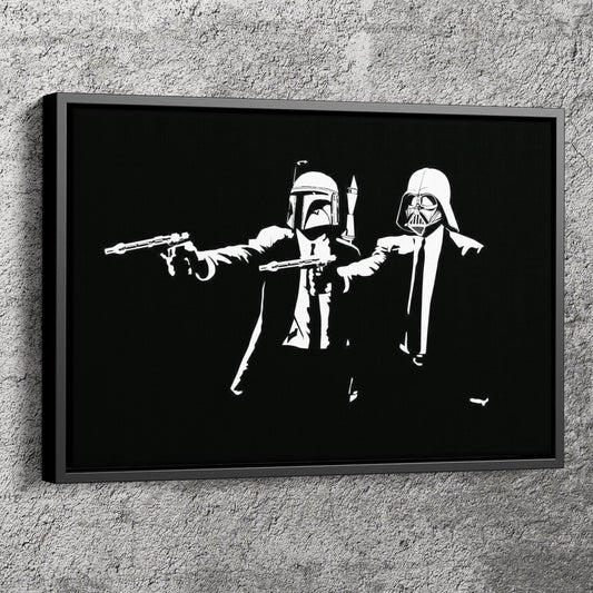 Star Wars Poster Darth Vader and Boba Fett Black and White Pulp Fiction Wall Art Canvas Canvas wall art Canvas wall decor Home Decor