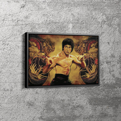 Bruce Lee Poster Martial Art Dragons Wall Art Home Decor Hand Made Canvas Print