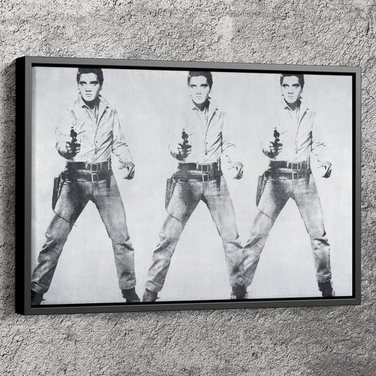 Elvis Presley Poster Triple Black and White Canvas Wall Art Home Decor Framed Art