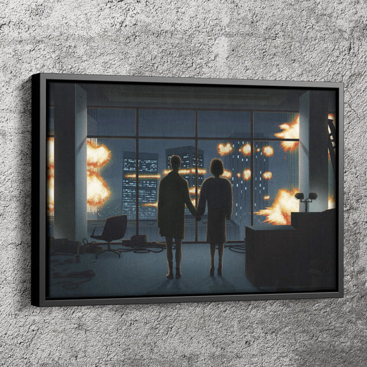 Fight Club Movie Poster Man and Woman Silhouette Wall Art Canvas Print Canvas Home Decor
