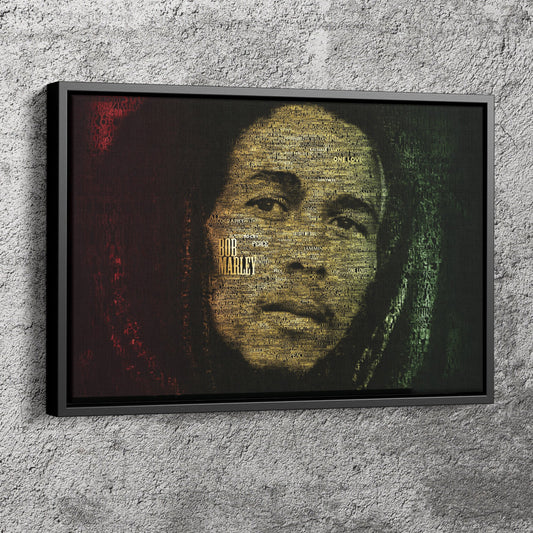 Bob Marley Poster with Text Overlay Canvas Wall Art Home Decor Framed Art